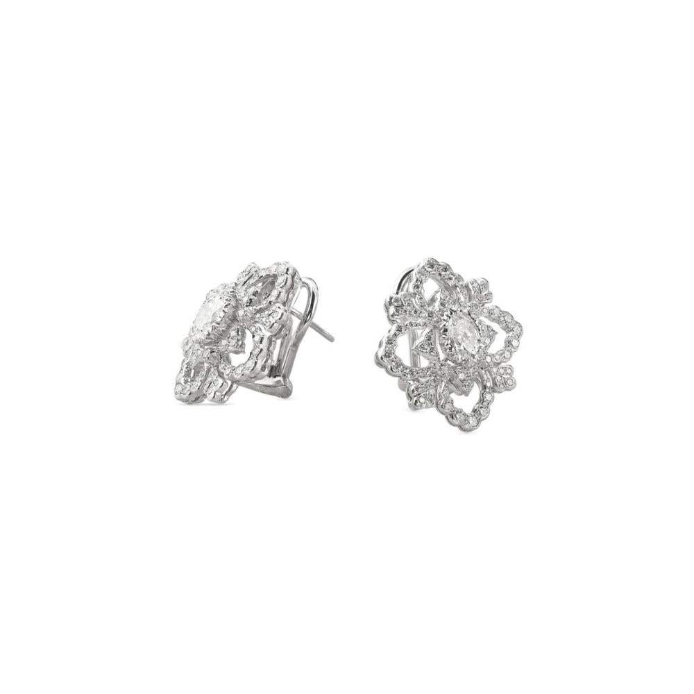 OPERA WHITE GOLD HIGH JEWELLERY BUTTON EARRINGS