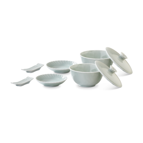 ROUCHE TANG GREEN PORCELAIN ASIA SET