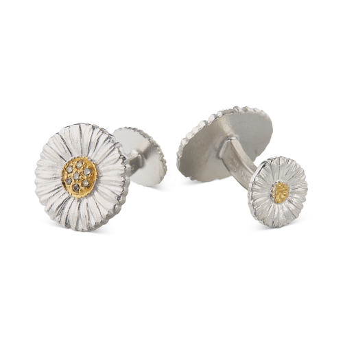 BLOSSOMS SILVER CUFFLINKS WITH FANCY FANCY BROWN DIAMONDS