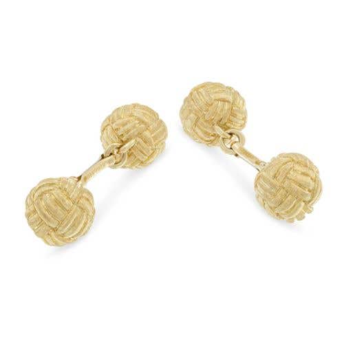 KNOT MULTI-FACETED YELLOW GOLD CUFFLINKS