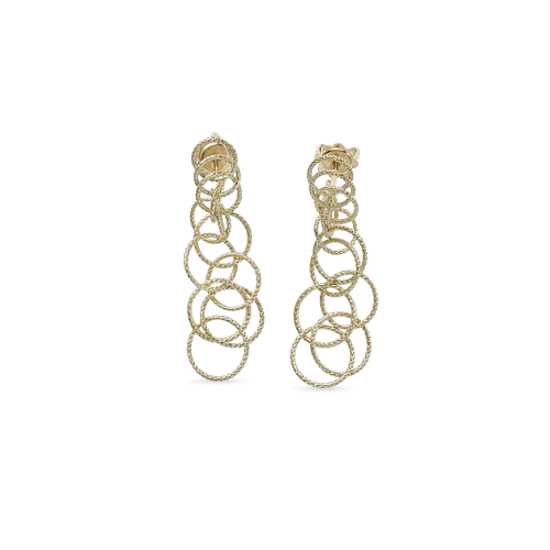 HAWAII YELLOW GOLD EARRINGS WITH TINY THREADS CIRCLES