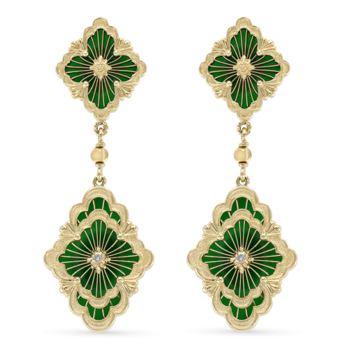 OPERA TULLE YELLOW GOLD EARRINGS WITH SHAPED SCALLOPED BORDERS