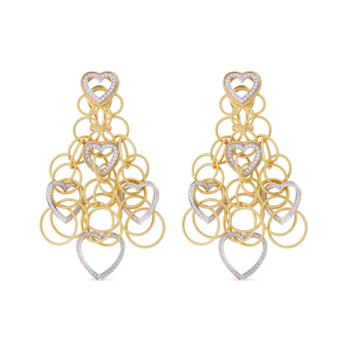 HAWAII YELLOW AND WHITE GOLD EARRINGS WITH ROUND DIAMONDS