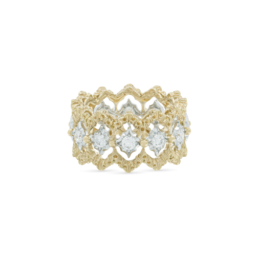 WHITE AND YELLOW GOLD ETERNELLE BAND WITH ROUND DIAMONDS