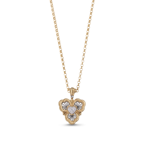 OPERA TULLE YELLOW AND WHITE GOLD HEART PENDANT WITH DIAMONDS