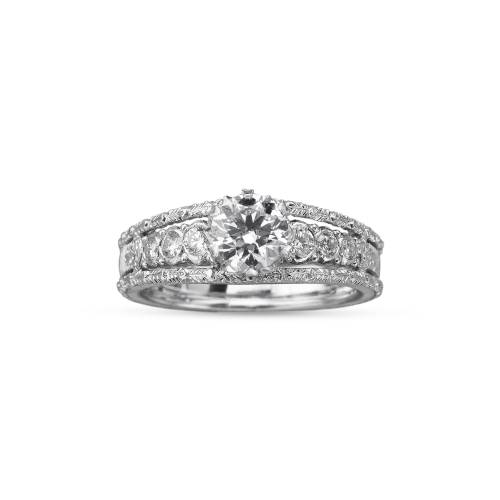 TITANIA WHITE GOLD RING WITH ROUND CUT DIAMOND STONE