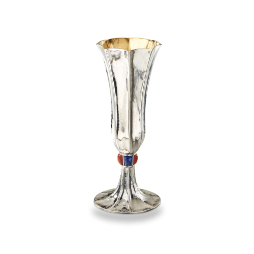 DOGE SILVER FLUTE WITH RED JASPER AND LAPIS